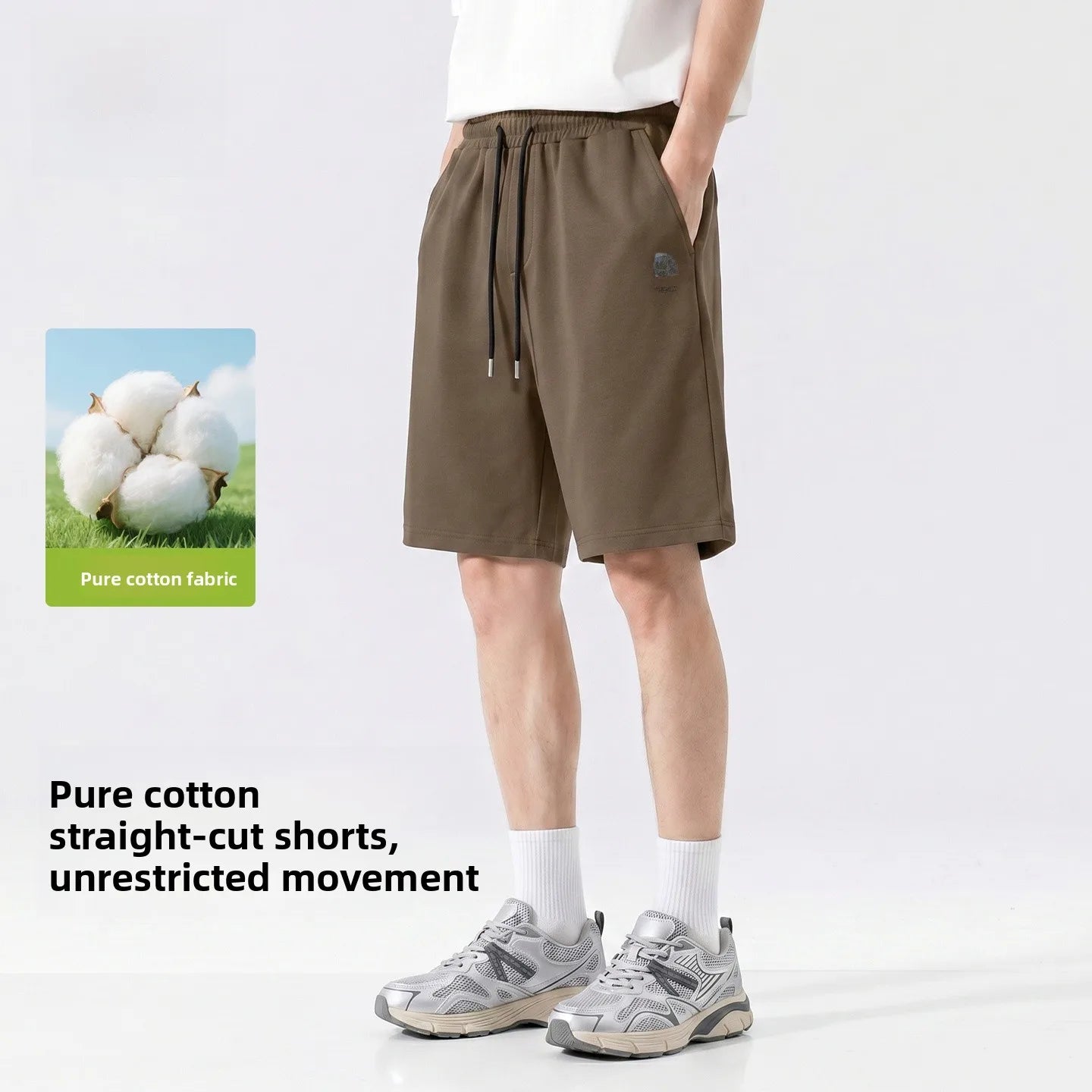 Baleno Men's Basketball Shorts Pure Cotton Sporty Casual Grey Summer Leisure Loose Fit Elastic Waist Short Length Pants