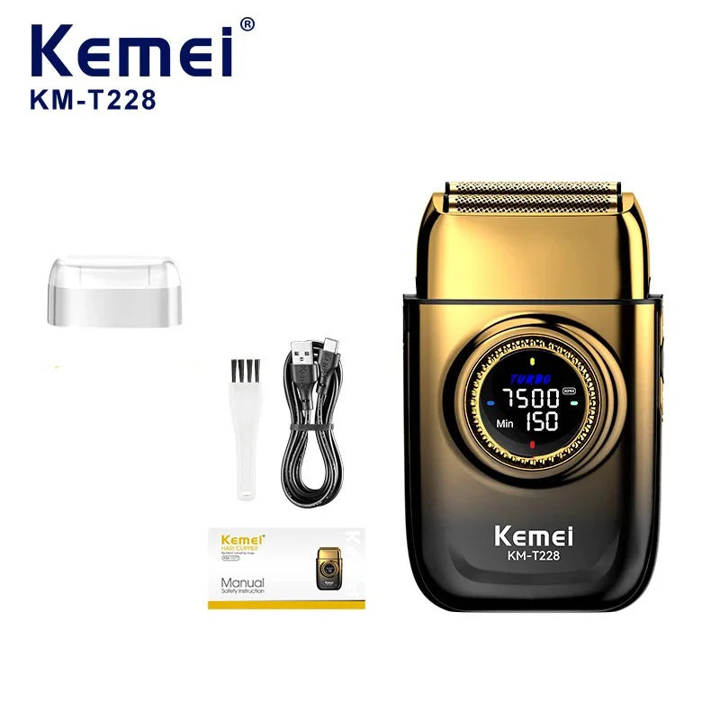 Kemei Professional Reciprocating Shaver Turbo High Speed Electric Foil Razor USB TYPE-C Gifts Men Bald Head Close Shave Trimmer