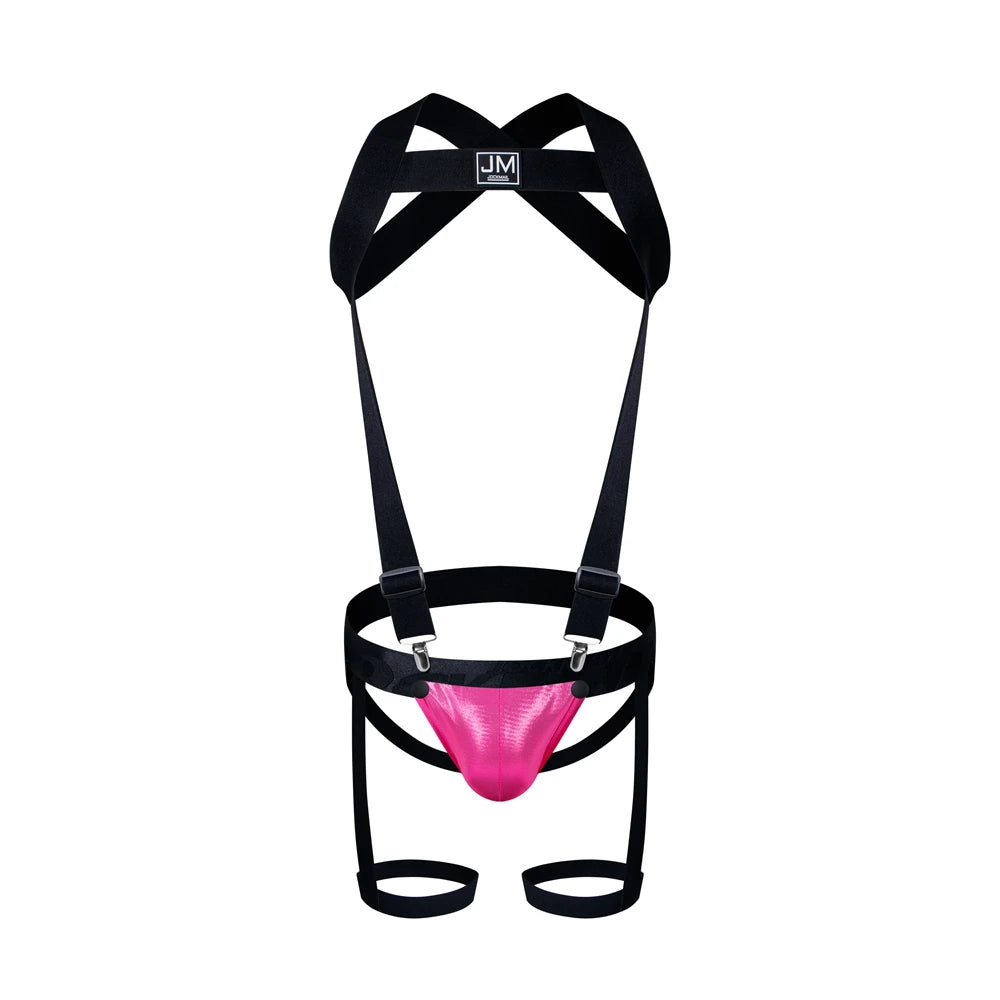 Detachable Split-type Sets Mens Strap Harness Bodysuit Black Leather Men Sexy G String Thong Jockstrap Leg Bondage Gay Underwear