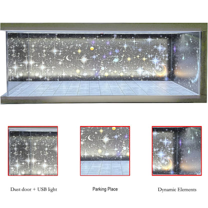 1/64 Scale Car Miniatures Garage Scene Model Car Parking Lot Display Box Led Lights Series Parking Simulation Car Models Box