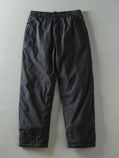 Thickened Graphene Fleece Cotton Straight Leg Casual Pants Men's Winter Warm Windproof Knee-Pad Padded Long Trousers