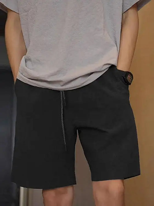 Black Bubble Cloth 4-Part Men's Summer Thin American Quick-Dry Sports Shorts Knee-Length Five-Part Mid-Pants Casual Outdoor S...