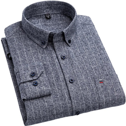 Pure Cotton Men's Plaid Shirt Long Sleeve Regular Fit Men Casual Oversized Shirt Leisure Autumn Male Blouse New Plus Size