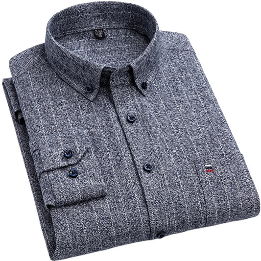 Pure Cotton Men's Plaid Shirt Long Sleeve Regular Fit Men Casual Oversized Shirt Leisure Autumn Male Blouse New Plus Size