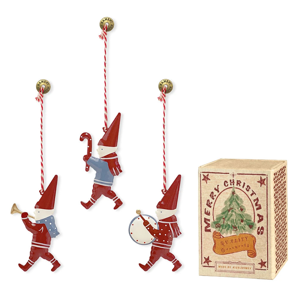 Aizulhomey Metal Christmas ornaments double-sided hand painted iron pendant christmas tree decoration gifts arts handicraft