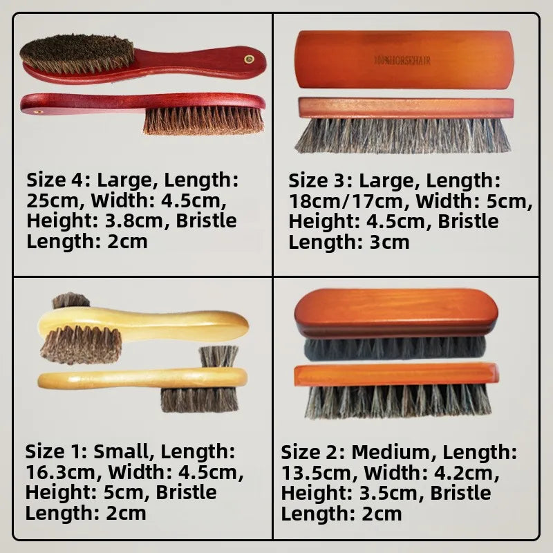 Soft Bristle Horse Hair Brush Shoe Cleaner Stain Remover for Velvet Matte Leather Dusting And Polishing