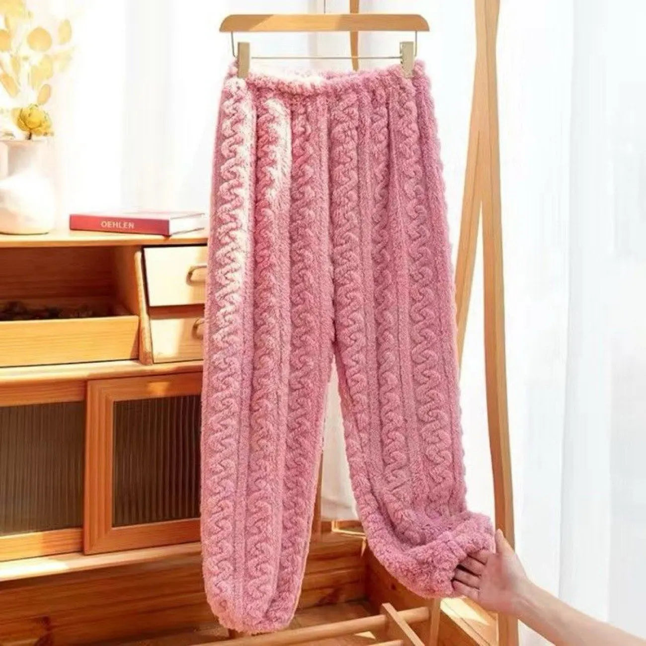 Women's Fleece Lined Flannel Pajama Pants Thick Home Clothes Autumn Winter Warm Fairy Style plus Size Comfortable Long Pants