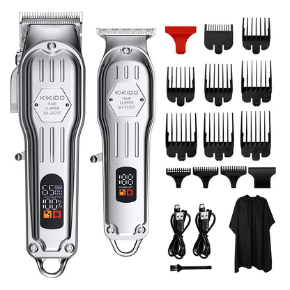 KIKIDO Professional Cordless Hair Clipper SH-2575T LCD Display Barber Trimmer Kit for Men Rechargeable 6 Combs