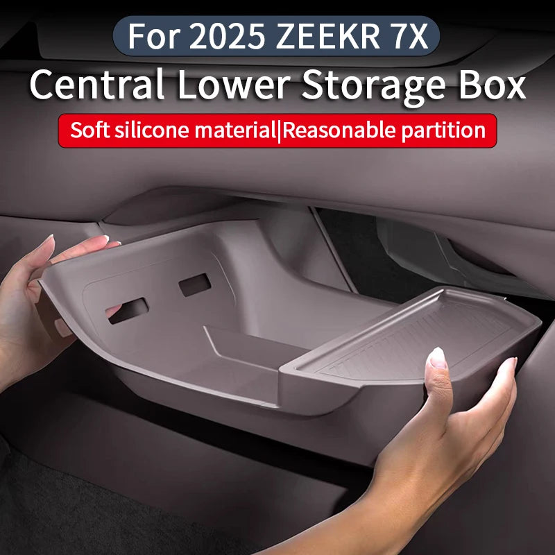 For 2025/2026 ZEEKR 7X Central Control Lower Level Organizer Storage Box Armrest Box Below Silicone Tray Car Accessory