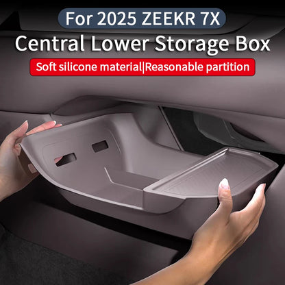 For 2025/2026 ZEEKR 7X Central Control Lower Level Organizer Storage Box Armrest Box Below Silicone Tray Car Accessory
