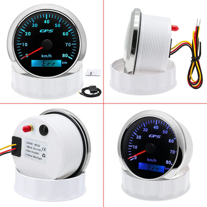 7 Color LED  30/60/80/120/200KMH 85MM GPS Speedometer Gauge with GPS Antenna For Motorcycle Boat Car Truck Speed Gauge 9-32V