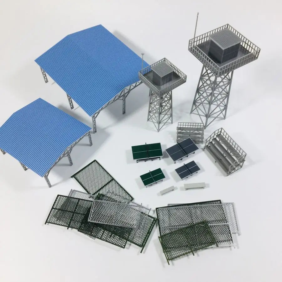 1/64/87 HO Scale Outland Model City Railway Fence Bleachers Benches Scene Model