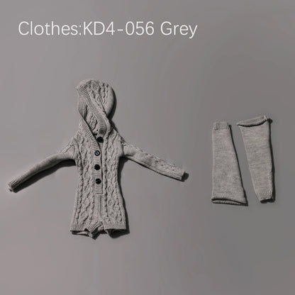 BJD Doll 1/4 Kaka H ShugaFairy MSD FullSet Cool Casual Uninhibited Lady Hooded Cable Knit Sweater Outfit Ball Jointed Doll