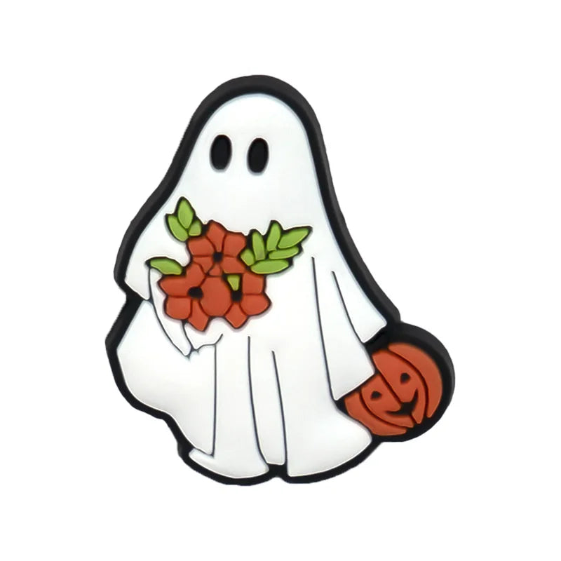 1/40pcs Halloween Shoe Charms Ghost Pumpkin Shoe Decorations Accessories Funny Sandals Pins Gifts for Women Kids Clog Buckles