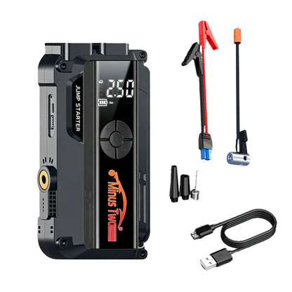 Car Jump Starter with Air Compressor Peak 2000A Auto Battery Booster 150PSI Air Pump Portable Power Bank Tire Inflator Lighting