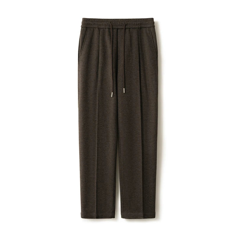 New Product Release Autumn Winter: Men's Wool Acetate Silk Straight Leg Pants Casual Hanging Pants Thick and Warm Knitted Pants