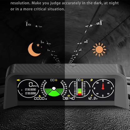 Newest Car Inclinometer Offroad Clinometer with HUD GPS Speedometer & Compass Time Volt Display for Universal Vehicles 12V 24V