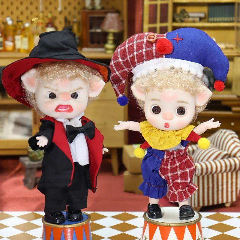 Ob11 Bjd Doll Dolls For Girl 14cm Halloween Collectible Limited Edition Dress Bloody Makeup Cute Christmas Gift Pig Boy Magician