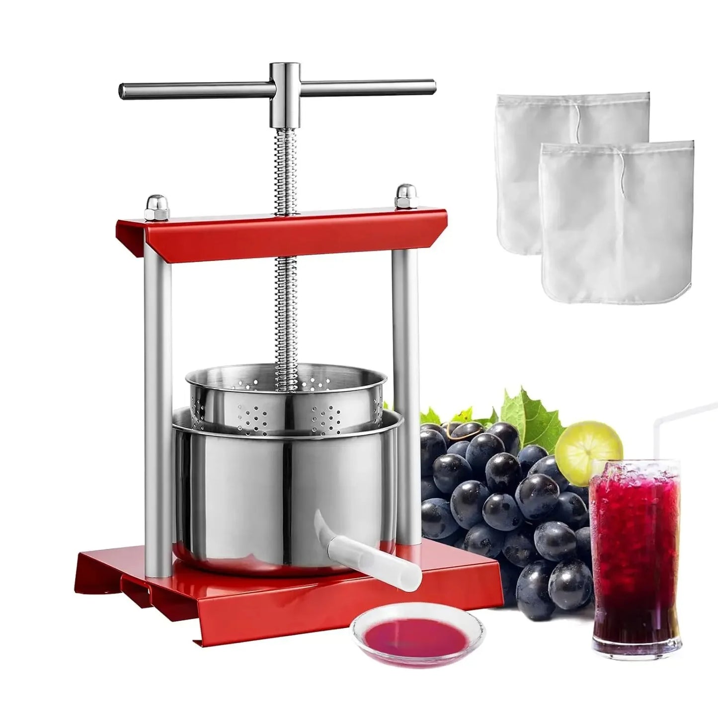 2L 3L 6L Manual Fruit Press Stainless Steel Household Manual Squeezer Cider Vegetables Juice Extractor for Home Kitchen