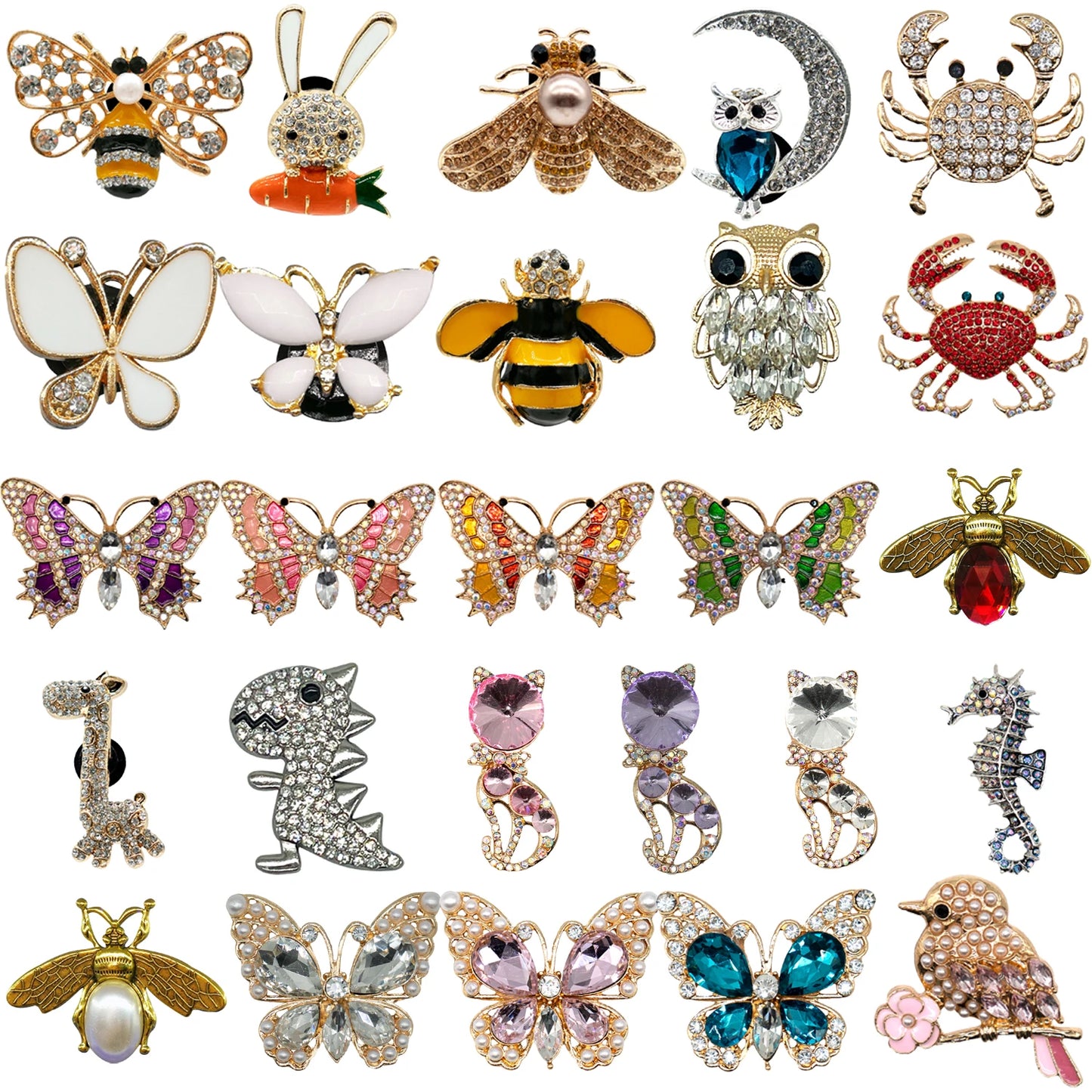 1pcs Designer Butterfly Metal Shoe Charms Bees Dinosaurs Foxes Luxury Decorations for Shoe Accessorie Crab Pins for Women Girls