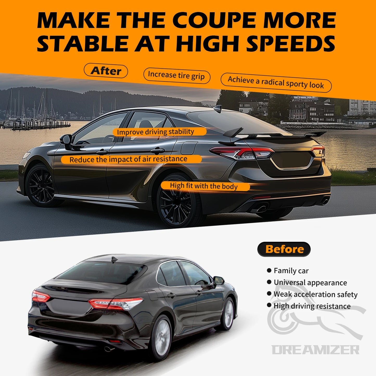 JDM TRD Style Highkick Trunk Spoiler Wing Tailgate Body Kit Accessories For 2018 19 2020 2021 2022 2023 Toyota Camry