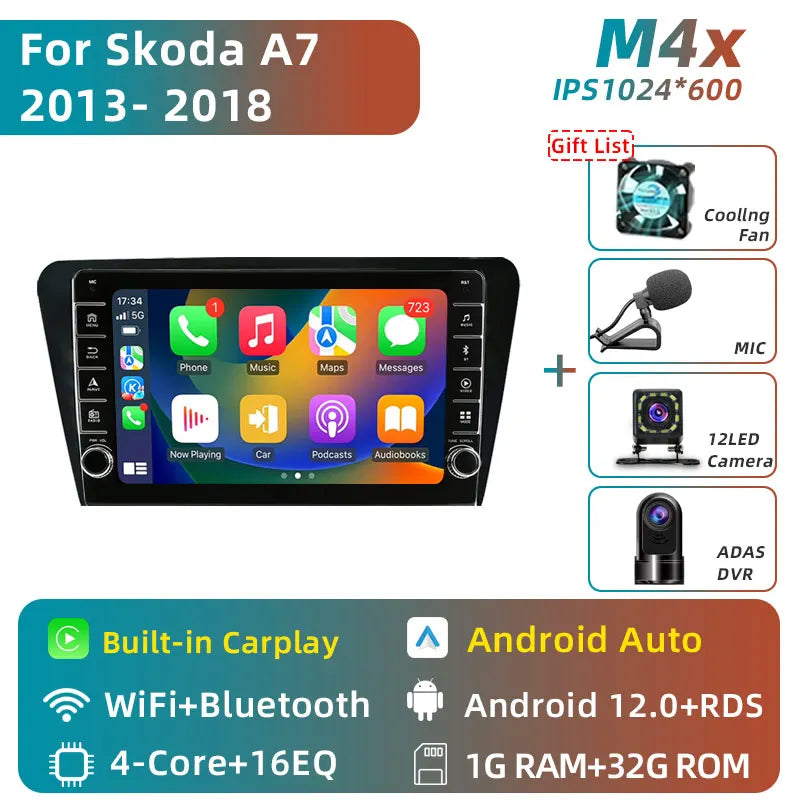 Jundof 2 Din Android 13 Car Radio For Skoda Octavia 3 A7 2013-2018 Multimedia Video Player 4G WiFi Navigation Carplay Head unit