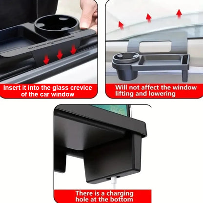 Car Organizer Box With Cup Holder Drink Holder Side Door Window Phone Slot Hanging Storage Rack For Vehicle Interior Accessories