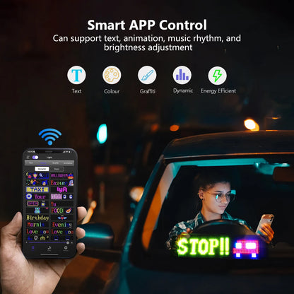 LED Matrix Pixel Panel Light Bluetooth App 5V USB  Control Scrolling Advertising LED Car Sign Animation Programmable for Car Sho