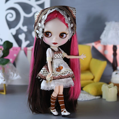 ICY DBS Blyth doll 1/6 bjd Red and Black hair series dolls nude joint body for girl gift