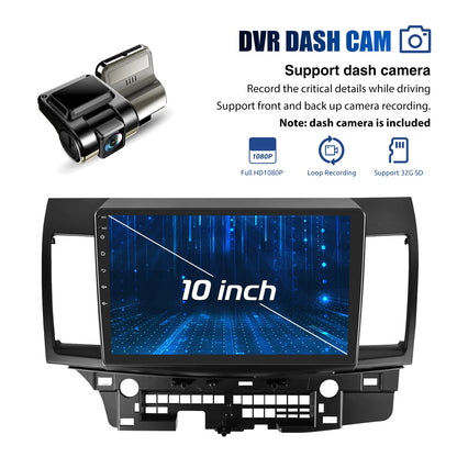 10" Android 15 Car GPS Car Stereo Radio For 2008-2017 Mitsubishi Lancer Apple Carplay 4+64G IPS Touch Screen WiFi GPS BT+DVR&CAM