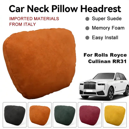 Italy Suede Car Neck Rest Pillow For Rolls Royce Cullinan RR31 Seat Head Neck Support Cushion Auto Interior Accessories