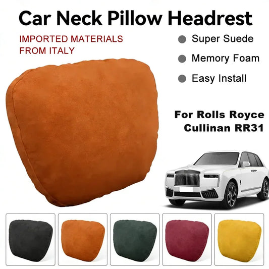 Italy Suede Car Neck Rest Pillow For Rolls Royce Cullinan RR31 Seat Head Neck Support Cushion Auto Interior Accessories