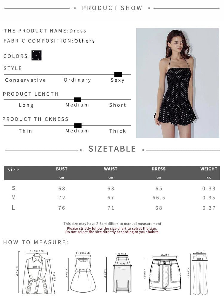 Nibber Polka Dot Print Dress Women Halter Backless  Skinny Folds Elegant Temperament Party Fashion Summer Classic Mini Bodycon