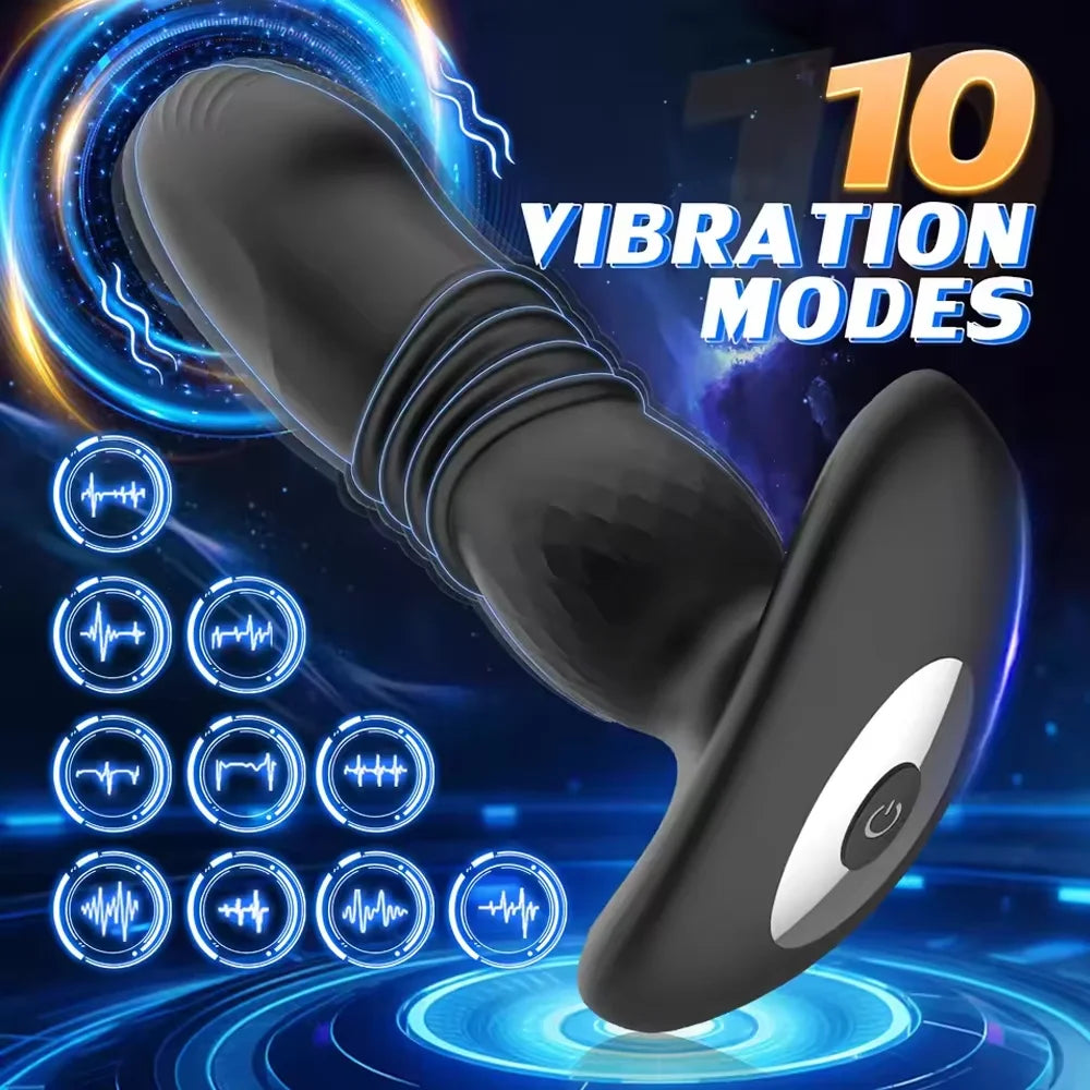 Wireless APP Control Vibrator Telescopic Butt Vibrator for Men Women Thrusting Anal Plug Prostate Massager Cock Ring for Adult