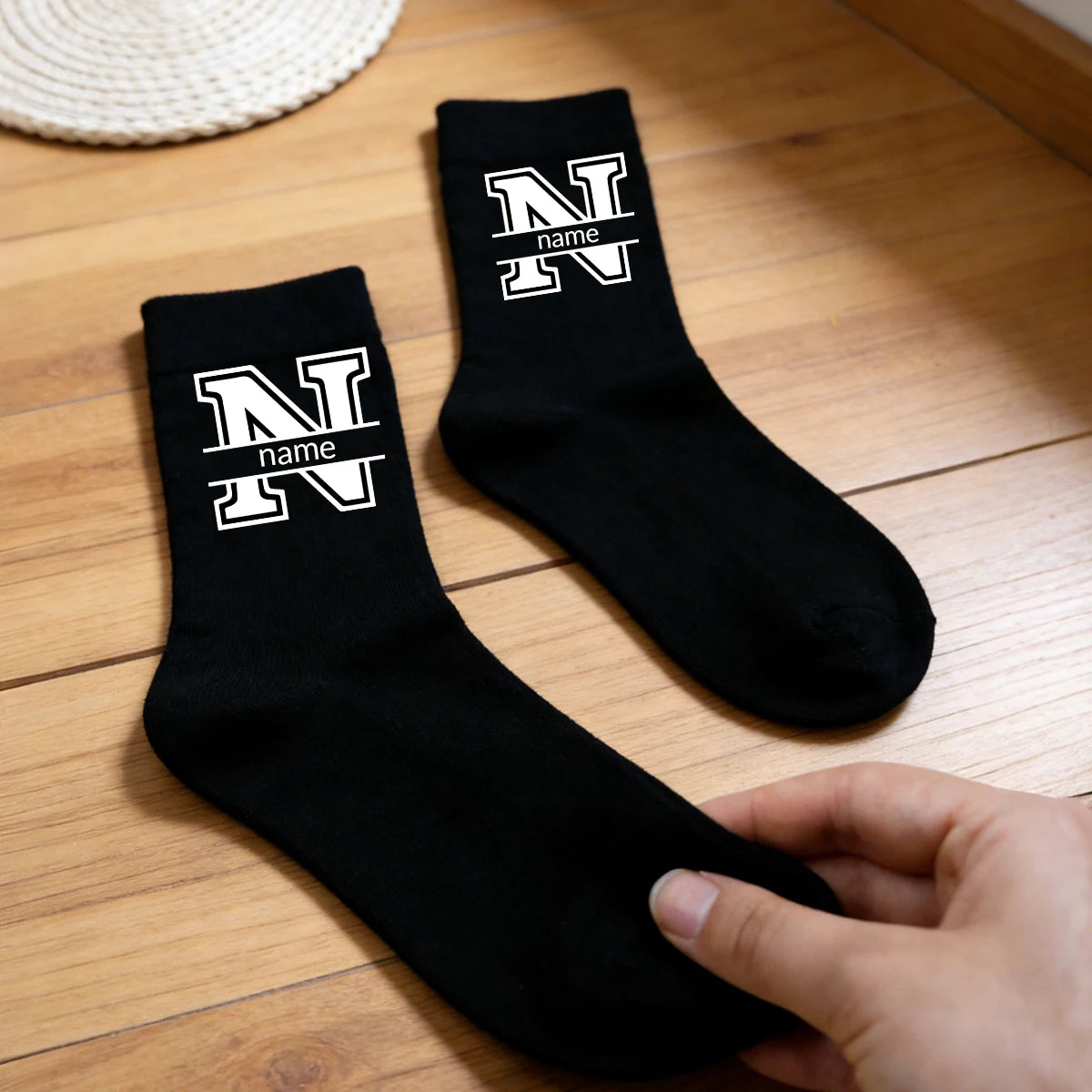 Custom Text Black Socks,Personalized Mens Socks,Socks For Women,Wedding Gifts,Customized Name Boys Socks,