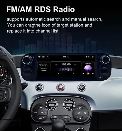 For Fiat Panda 2013-2020  Auto Multimedia Player  6.86" Touch Screen Steering Wheel Control Car GPS Navigation  Bluetooth Call