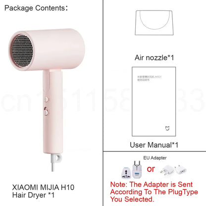 MIJIA Foldable Portable Hair Dryer,15m/s Airflow,50 million Negative Ion Dryers,4 Mode,1600W,220V CN Version With Adapter