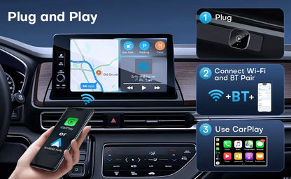 2-in-1 Wireless CarPlay & Android Auto Adapter, Plug & Play CarPlay Dongle Converts Wired to Wireless, Fast Auto-Connect, No Del