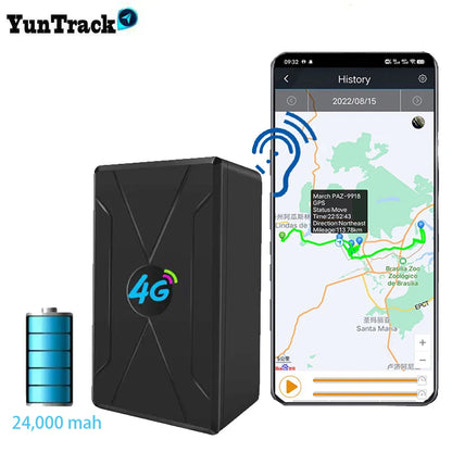 24000ma 4G Car Magnet GPS Tracker  Historical Trajectory Tracking Start Stop Location Shock SMS Call Alarm Locator Free Web APP