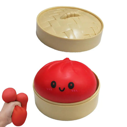 Fun Dumpling Stress Balls Reusable Simulation Bun with Steamer Low Rebound Decompression Toys Dough Ball Home Decoration Gifts