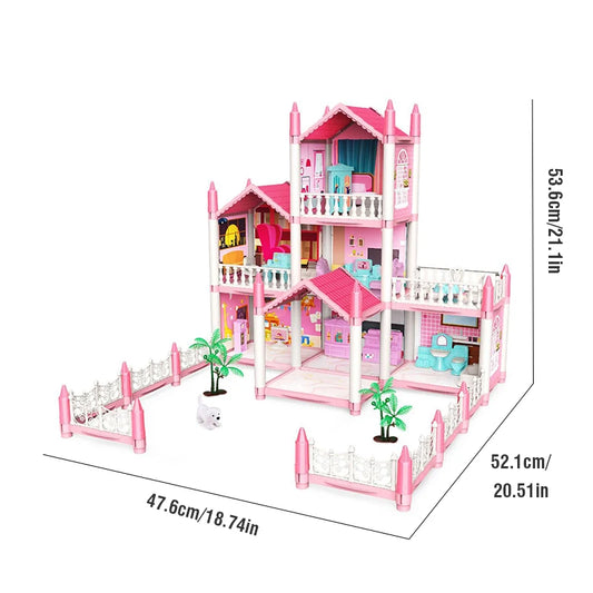 DIY Villa Model Toy House Dollhouses Role-Playing Set with Furniture and Trees Birthday and Holiday Gifts