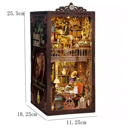Wooden Book Nook Kits Miniature Wooden Doll Houses 3D Puzzles Assembly Building Toys Bookshelf Insert Decoration Toys For Gift