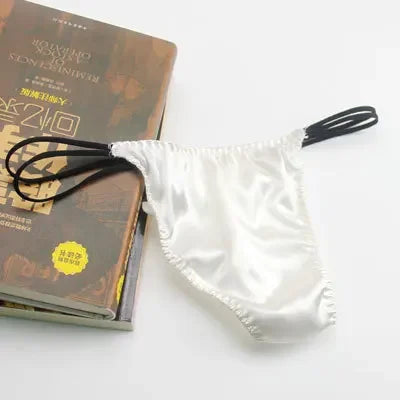 Men's thong, silk low waisted men's underwear, personalized fashion trend, mulberry silk elastic triangle pants, sexy double