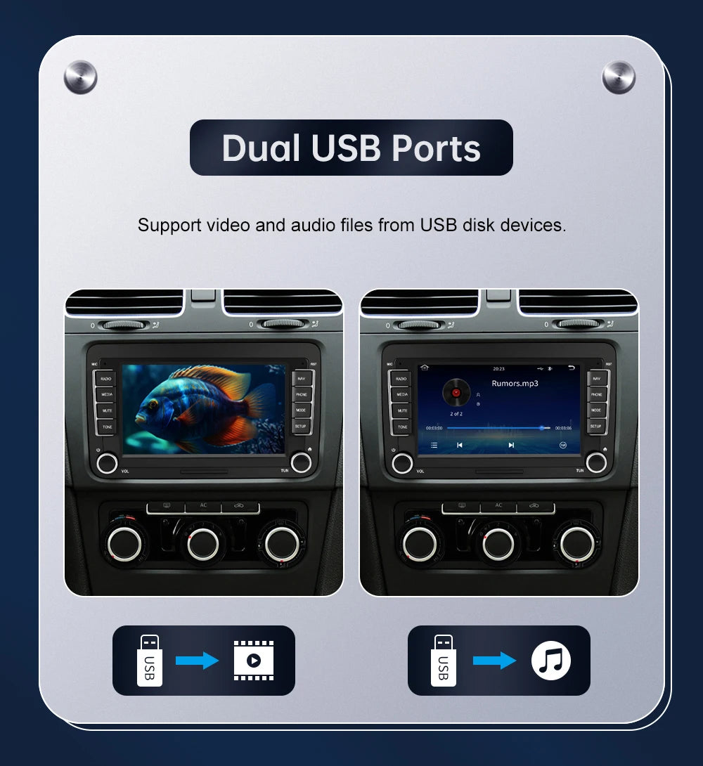 Road Top 7" HD Car Radio Wireless CarPlay Android Auto Stereo Audio For Volkswagen/Seat/Skoda/Passat/Golf/Polo Player