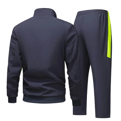 Men's Spring Autumn Track Suit 2 Piece Set Stand Collar Jacket with Pants Casual Sports Running Outfit Matching Athletic Wear