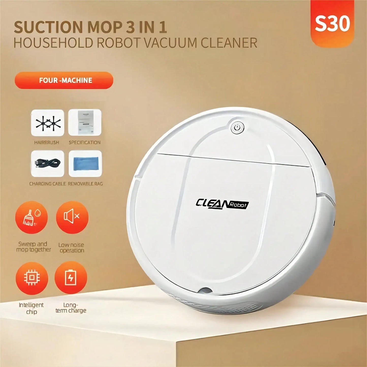 2-in-1 Robot Vacuum and Mop Combo, Wet & Dry Cleaning, Multiple Modes, Perfect for Pet Hair, Debris, Hard Floors, and Low-Pile Carpets