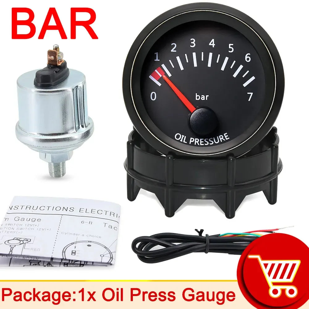 AD 52mm Water Temp/Oil Temp/Voltmeter/Oil Press BAR PSI /Vacuum/Boost Gauge/Air Fuel Ratio/EGT Gauge With Sensor Fit for 12V Car