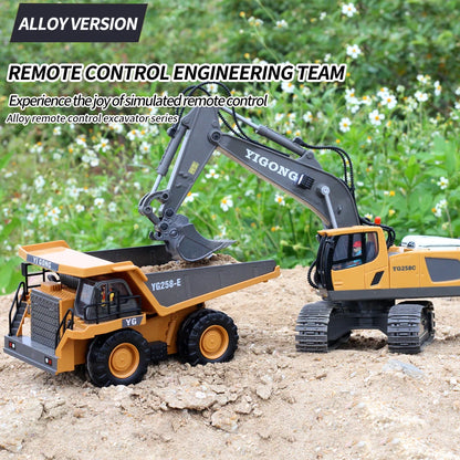4WD RC Excavator Bulldozer Alloy Dump Truck Electric Remote Control Loading and Unloading Construction Vehicle Model Toy Gift