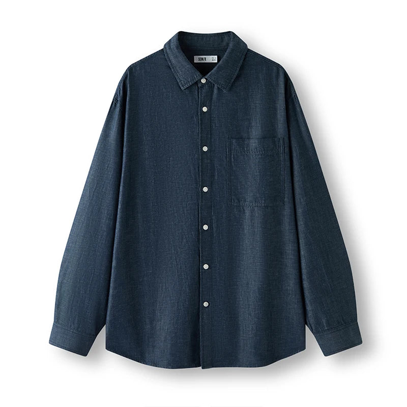 Semir Long Sleeve Shirt Men Cotton and Linen Shirt Coat 2025 New Summer Style Top for Commuting and Leisure