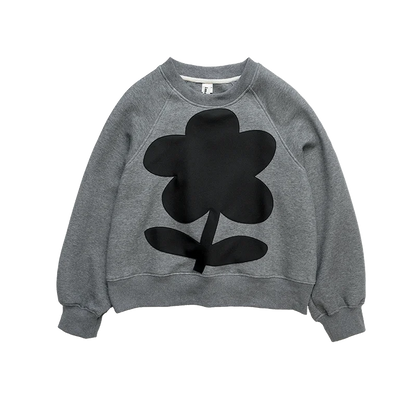 imakokoni 2025 New Original Air-Layer Floral Gray Age-Reducing Crew Neck Sweatshirt for Women 234270